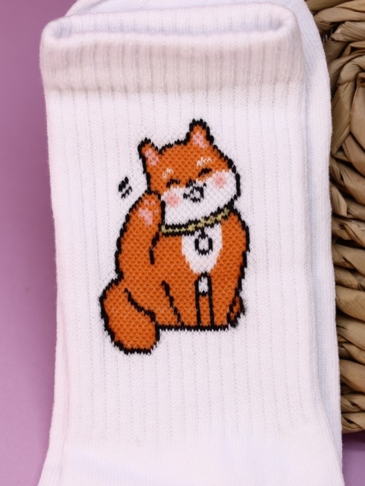 Носки женские Аниме «Shiba inu», р. 35-40, белый 