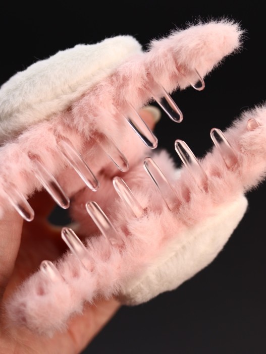 Заколка-краб "Заяц", белая (14 см) 