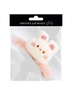 Заколка-краб "Заяц", белая (14 см)