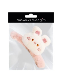 Заколка-краб "Заяц", белая (14 см)