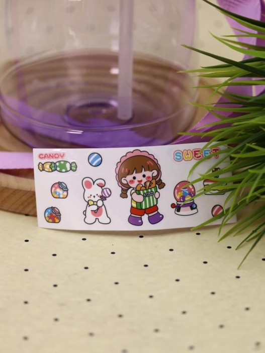 Бутылка+стикеры для декора с ремешком &quot;BaDumTss!&quot; фиолетовая, 1300 мл 