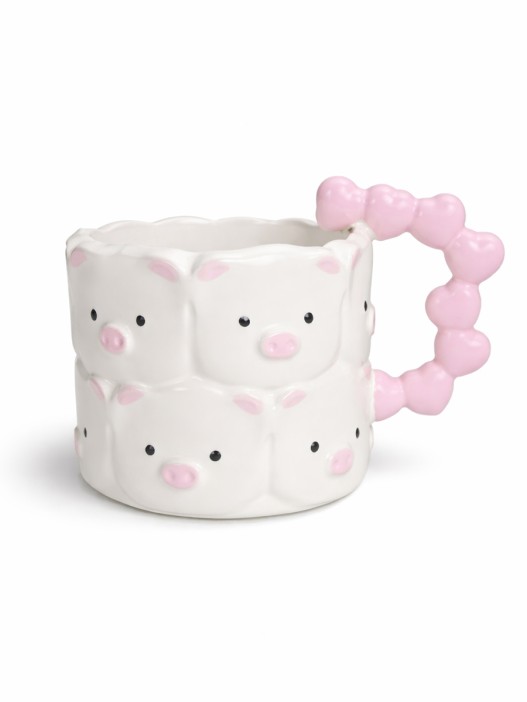 Кружка керамическая "Милый поросёнок", белая, 380 мл 