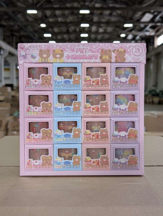 Декоративный скотч &quot;Pet cartoon&quot;, mix, шоу-бокс 16 шт. 