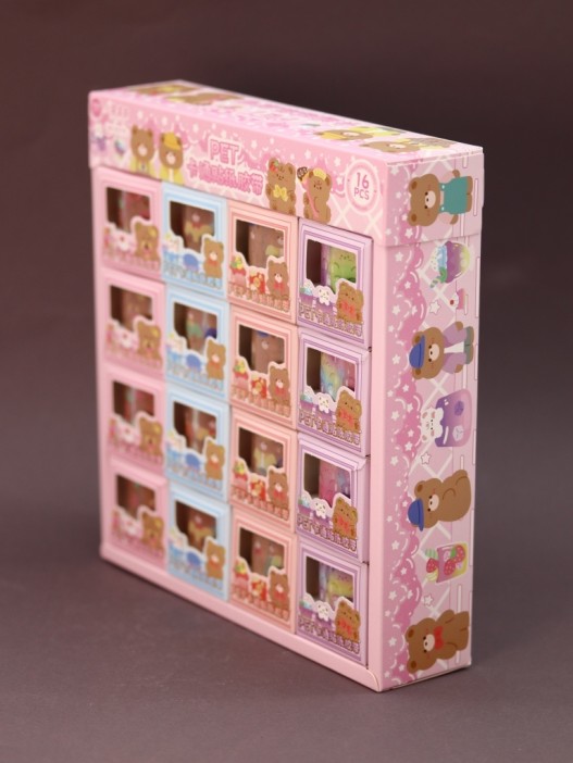 Декоративный скотч &quot;Pet cartoon&quot;, mix, шоу-бокс 16 шт. 