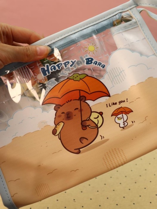 Косметичка &quot;Capybara under an umbrella&quot;, blue (17*25*8 см) 