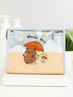 Косметичка "Capybara under an umbrella", blue (17*25*8 см)