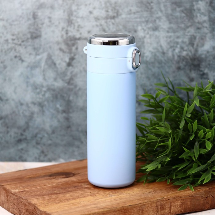 Термос с датчиком температуры «Классический стиль», синий (420 мл) 