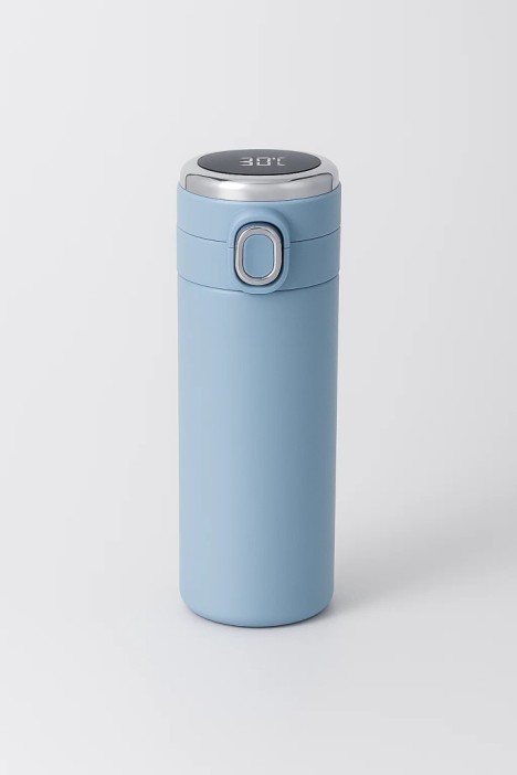 Термос с датчиком температуры «Классический стиль», синий (420 мл) 