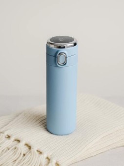 Термос с датчиком температуры «Классический стиль», синий (420 мл)