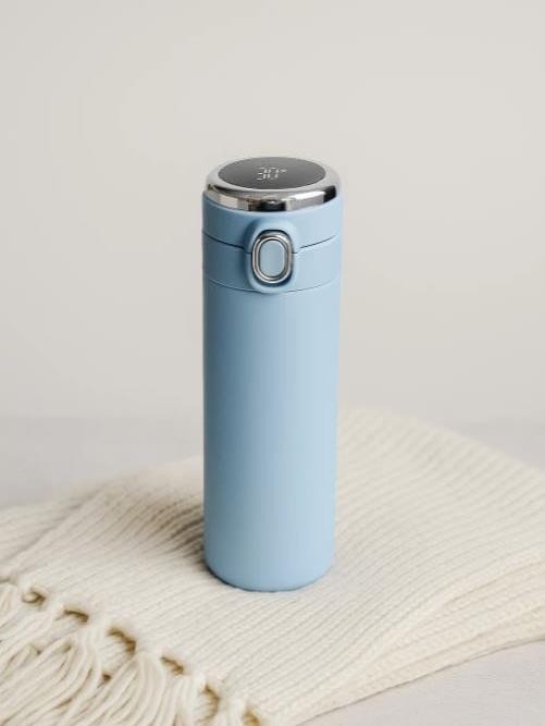 Термос с датчиком температуры «Классический стиль», синий (420 мл) 