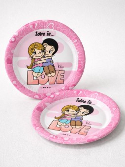 Набор бумажных тарелок 6шт. "Любовь - это…" (d=180 мм)