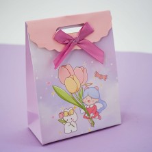 Пакет подарочный (XS) «Girl with flowers», pink (12.5*16.5*6)