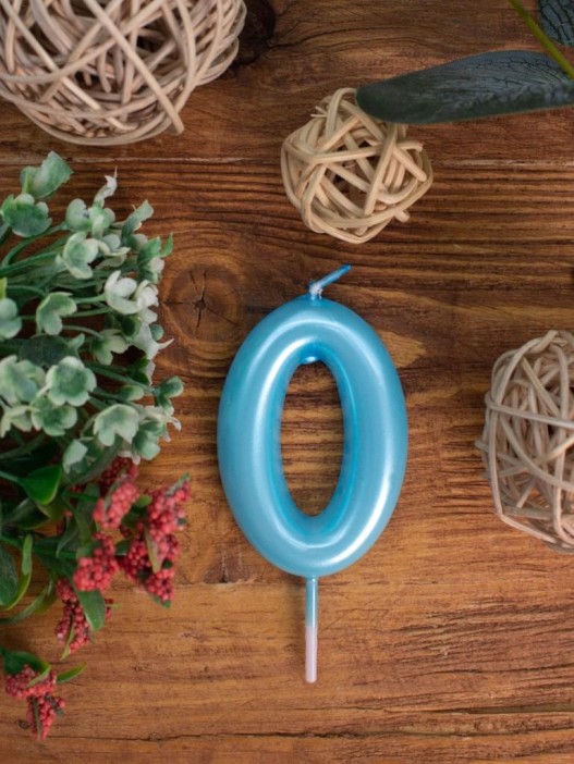 Свеча для торта &quot;Azure glow&quot; цифра 0, (6 см) 