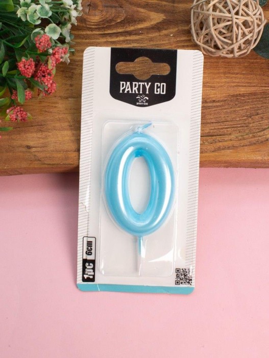 Свеча для торта &quot;Azure glow&quot; цифра 0, (6 см) 