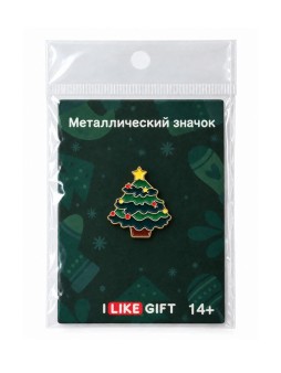 Значок металлический iLikeGift "Новогодняя ёлочка", зелёный
