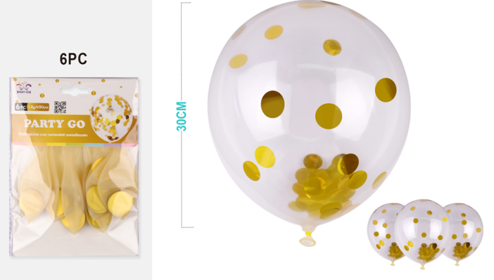 Набор воздушных шаров 6 шт. &quot;Glimmer globe&quot;, gold (30 см) 