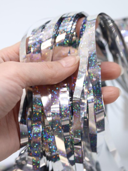 Праздничный занавес, дождик для фотозоны &quot;Gleaming rain&quot;, shiny grey (100*200 см) 