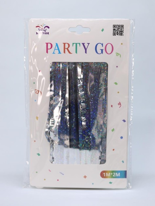 Праздничный занавес, дождик для фотозоны &quot;Gleaming rain&quot;, shiny grey (100*200 см) 