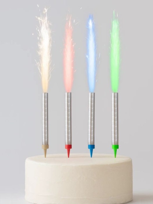 Тортовая свеча &quot;Multicolour Fountain&quot; красный, зеленый, синий, желтый (10см, 30сек, 4шт) 