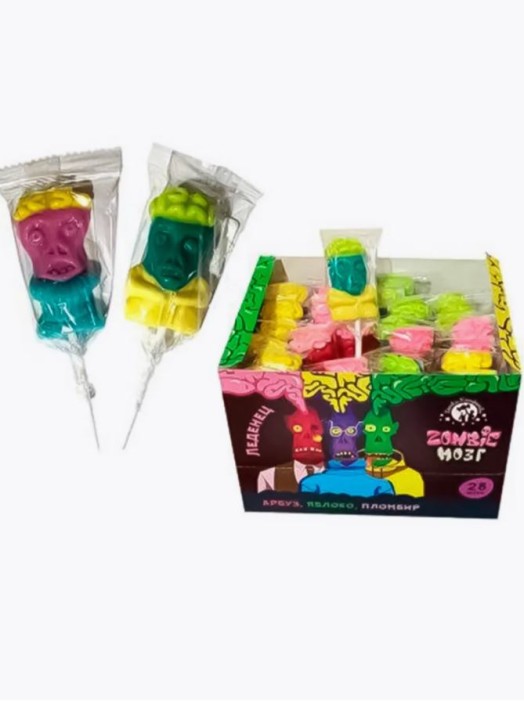 Карамель на палочке &quot;Zombie Мозг&quot; (шоубокс - 28 шт.) 