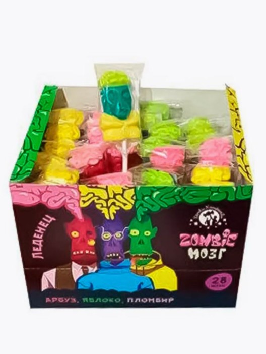 Карамель на палочке &quot;Zombie Мозг&quot; (шоубокс - 28 шт.) 