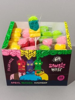 Карамель на палочке "Zombie Мозг" (шоубокс - 28 шт.)