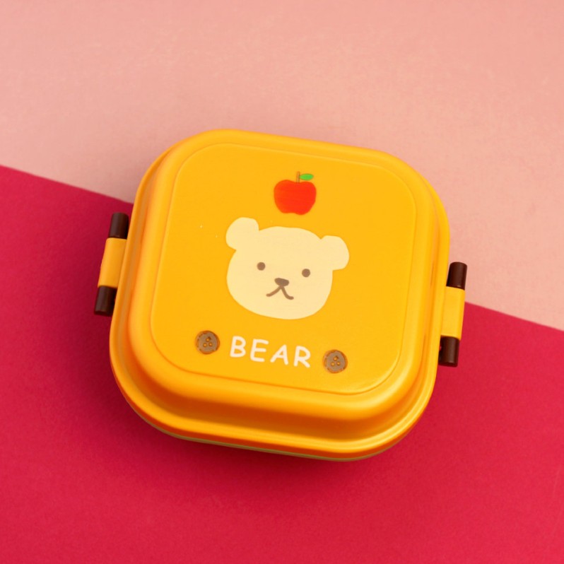 Ланчбокс Медвежонок квадратный (Желтый) 
