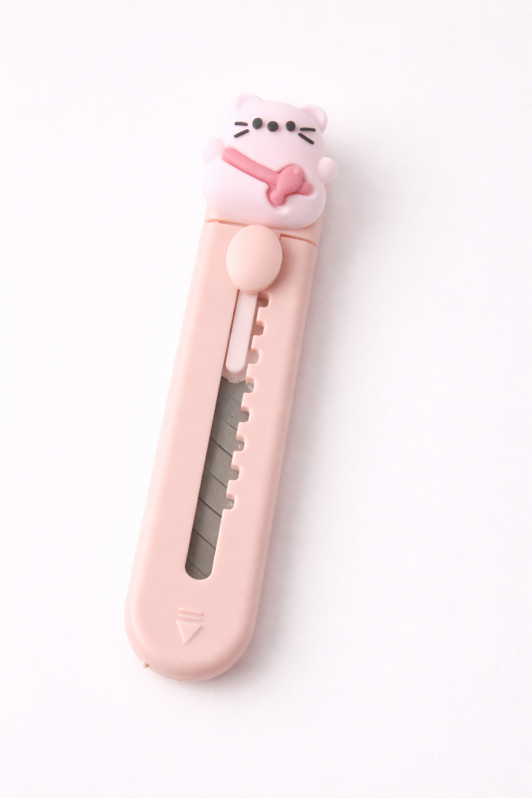 Канцелярский нож "Funny cat with a fish", розовый 