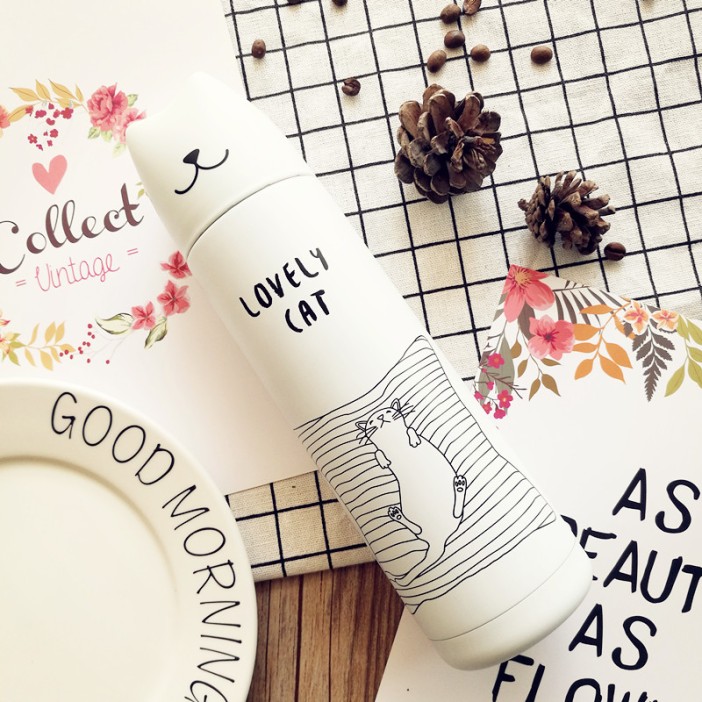 B-BW21-Z ТЕРМОС &quot;Cat Head&quot; white 500ml 