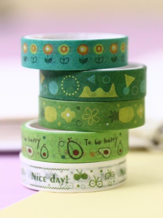 Набор декоративного скотча "Designer prints", green 