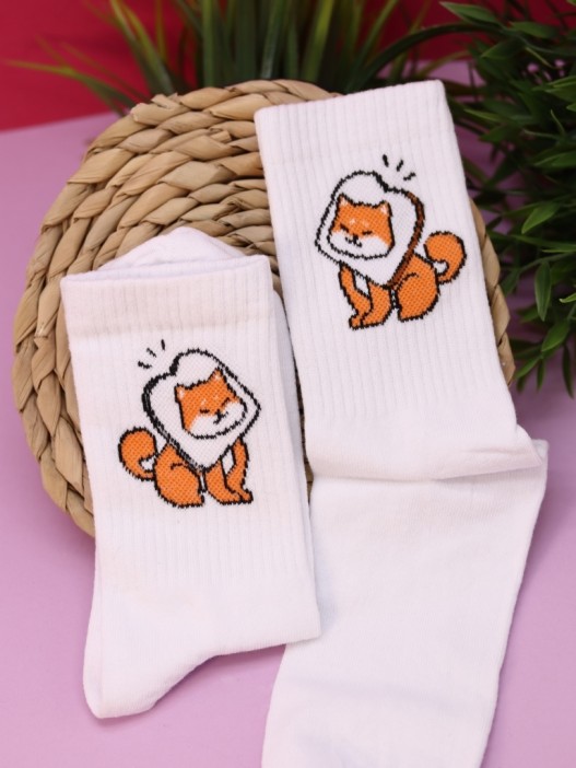 Носки женские Аниме «Shiba inu sandwich», р. 35-40, белый 