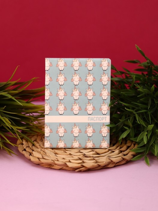 ОБЛОЖКА ДЛЯ ПАСПОРТА Unicorn Blue, плотность 600 мкм 