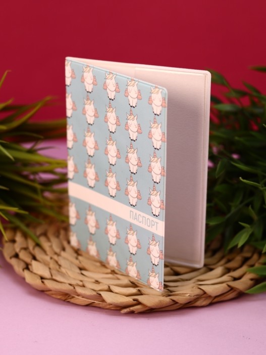 ОБЛОЖКА ДЛЯ ПАСПОРТА Unicorn Blue, плотность 600 мкм 