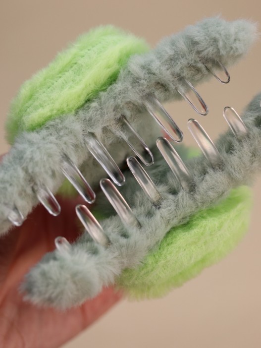 Заколка-краб "Лягушка", зеленая (14 см) 