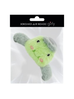 Заколка-краб "Лягушка", зеленая (14 см)