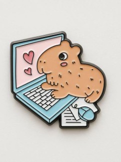 Значок металлический iLikeGift &quot;Capybara laptop&quot;