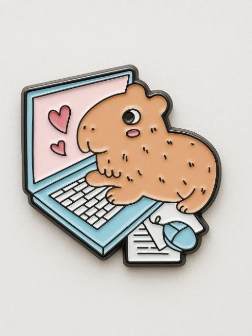 Значок металлический iLikeGift &quot;Capybara laptop&quot; 