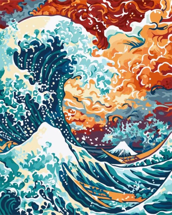 Картина по номерам 40*50 &quot;Красочная волна&quot; (22 цвета) 