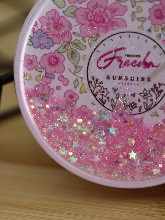 Зеркало-шейкер раскладное с брелоком "Fresh", розовое (7*7 см) 