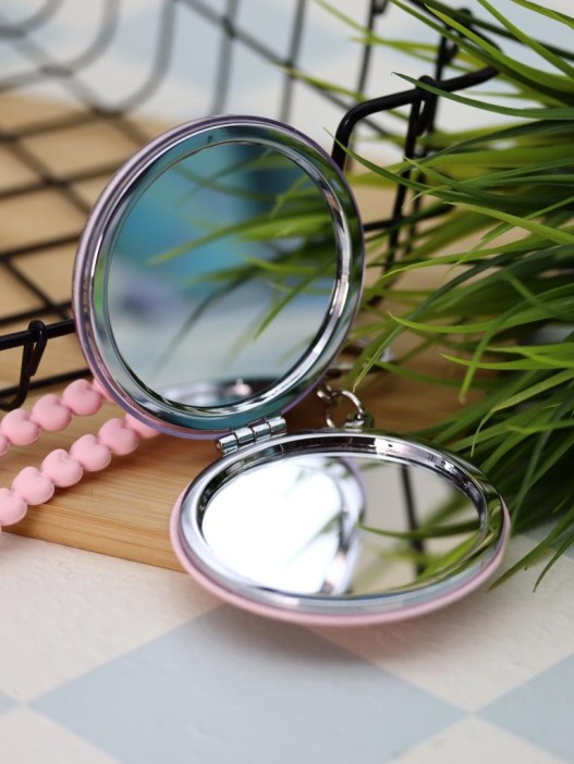 Зеркало-шейкер раскладное с брелоком "Fresh", розовое (7*7 см) 