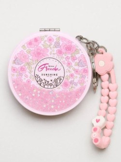 Зеркало-шейкер раскладное с брелоком "Fresh", розовое (7*7 см)