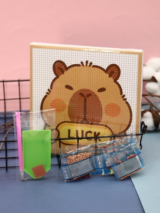 Алмазная мозаика на подрамнике Draw Me! «Capybara is happy», (20*20 см) 
