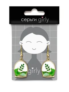 Серьги GIRLY &quot;Green leaf&quot;