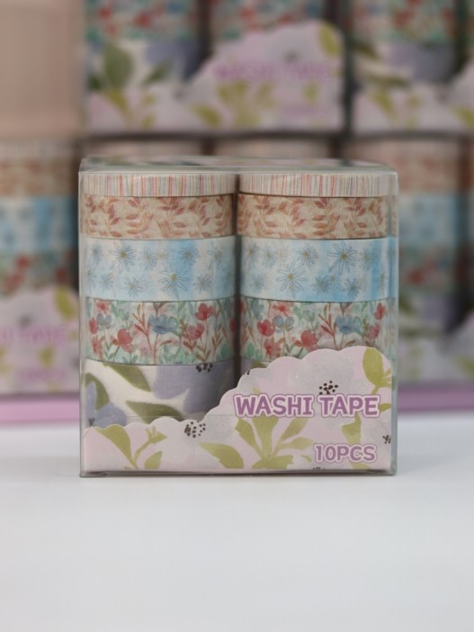 Набор декоративного скотча 10 шт. &quot;Flower power&quot;, blue, шоу-бокс 8 шт. 