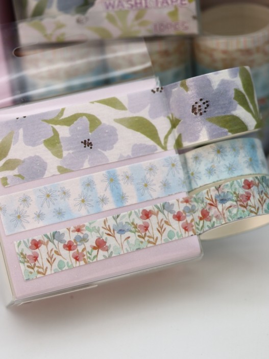 Набор декоративного скотча 10 шт. &quot;Flower power&quot;, blue, шоу-бокс 8 шт. 