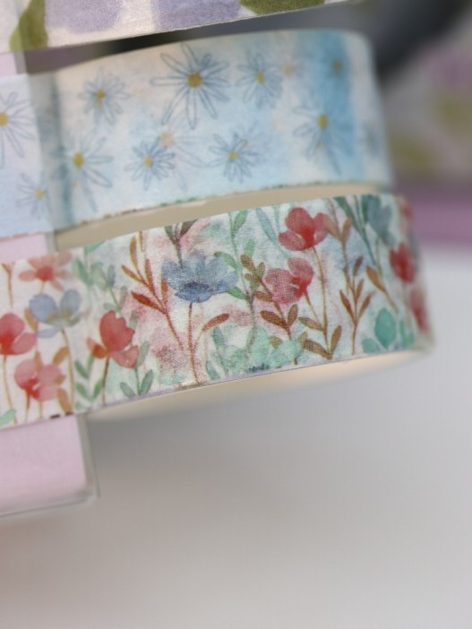 Набор декоративного скотча 10 шт. &quot;Flower power&quot;, blue, шоу-бокс 8 шт. 