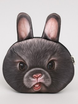Кошелёк плюшевый "Serious hare", grey (11*10 cm)