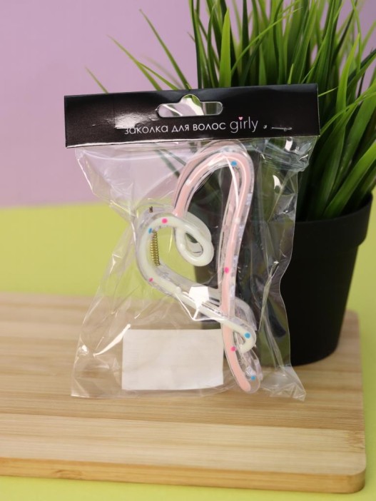 Заколка-краб для волос GIRLY "Изящное сердце", микс 