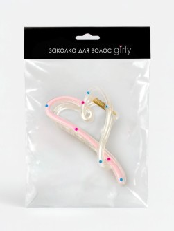 Заколка-краб для волос GIRLY "Изящное сердце", микс