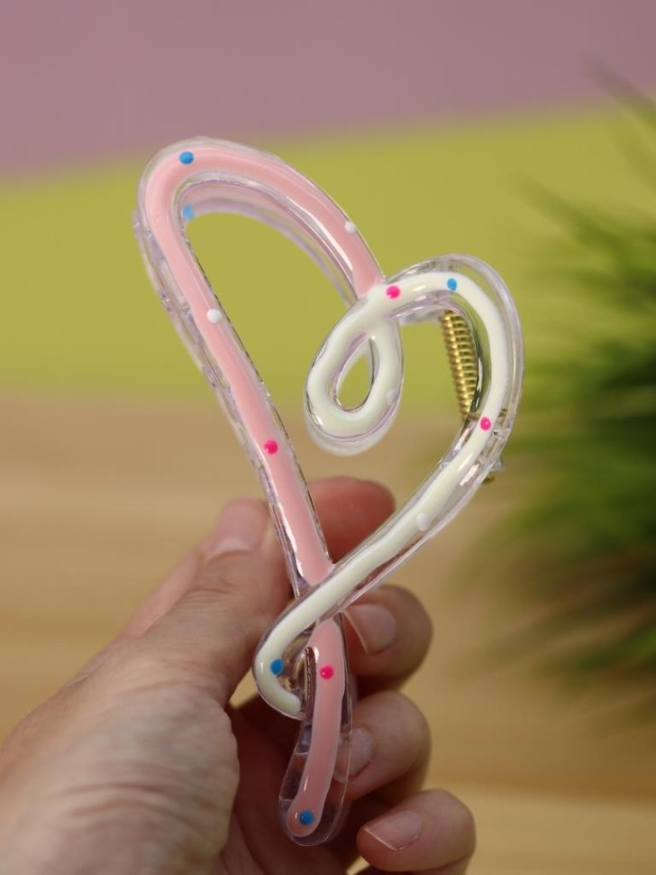 Заколка-краб для волос GIRLY "Изящное сердце", микс
